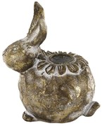 Mosadzný antik svietnik králik na úzku sviečku Rabbi - 11*7*12 cm
