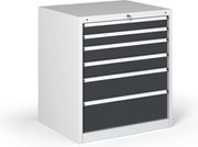 Dielenská zásuvková skriňa na náradie G345, 6 zásuviek, 881 x 653 x 800 mm, grafit