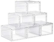 Boxy na topánky, 6ks, stohovateľné, priehľadné, 19x27x34,5cm, biele
