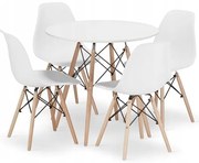 Jedálenská zostava TODI 80cm okrúhly stolový set biely + 4 stoličky OSAKA biele