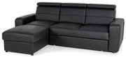 Kožená rohová sedacia súprava LUCIO, čierná, Ľavá