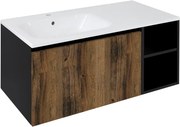 Sapho Sapho, LOREA skrinka 100x46x51,5cm (70+30Pcm), ľavá, dub collingwood/čierna matná, LE070-1935-L-13
