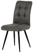 Židle jídelní, šedá látka v dekoru broušené kůže, černý kov