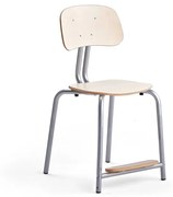 Školská stolička YNGVE, so 4 nohami, strieborná, breza, V 500 mm