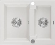 Mexen Carlos, granitový drez 582x475x177 mm, 1,5-komorový, biela, 6518581500-20