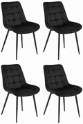 Set štyroch jedálenských stoličiek BERA zamatové čierne / čierne nohy (4ks)