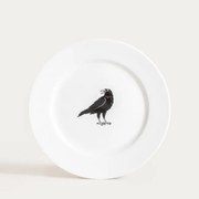 Dezertný tanier BARIK s havranom, biely 750489