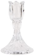 Transparentný sklenený svietnik na úzku sviečku v tvare tulipánu - Ø 8*12 cm
