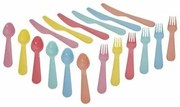 Sada plastových príborov pre deti Rainbow, 18 ks, 6 farieb