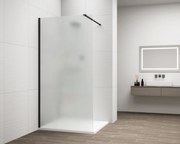 Erga Paris, sprchová zástena Walk-In 80x200 cm, 8mm sklo námraza, čierny profil, ERG-V02-PARIS-080x200-FR-BK