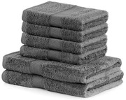 Set 2 tmavosivých osušiek a 4 uterákov DecoKing Bamby