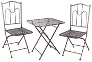 Záhradný set: 2 stoličky a štvorcový stolík - antický bronz