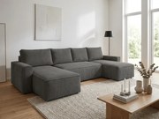 Tmavosivá sedacia súprava do U SMART COSARO 295x140 cm