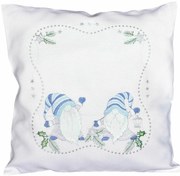 Forbyt Vianočná obliečka na vankúšik Škriatok modrá, 40 x 40 cm