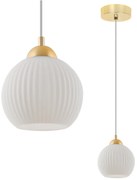 Závesné svietidlo Riffle Round, 1x biele sklenené tienidlo, g