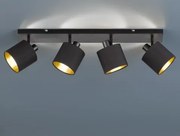 Stropné osvetlenie Tommy, 4 svietidlá, čierna/zlatá%