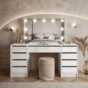 TOALETNÝ STOLÍK JULIETTA BIELÝ LESK + ZRKADLO + LED
