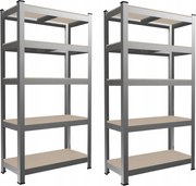 CH Sada dvoch 5-policových kovových úložných regálov Tosca IV. 180 x 90 x 30 cm