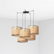 Závesné svietidlo Faro Mambo čierna/ratan, 5xE27, priemer 450 mm