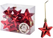 Sada 12 ks vánočních ozdob Stars červená