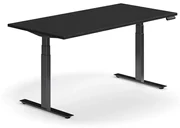 Výškovo nastaviteľný stôl QBUS, rovný, 1600x800 mm, čierny rám, čierna