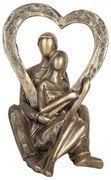 Bronzová antik dekorácia zamilovaný pár držiaci srdce - 11*10*15 cm