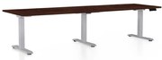 Výškovo nastaviteľný stôl OfficeTech Long, 260 x 80 cm, sivá podnož, wenge