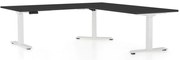 Výškovo nastaviteľný stôl OfficeTech Angle, 180 x 200 cm, biela podnož, čierna