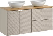 Comad Kúpeľňová skrinka s doskovými umývadlami set Viva Cashmere 120 kašmír/dub coast evoke