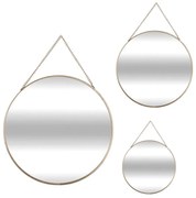 Závesné zrkadlo Circle, zlaté, sada 3ks