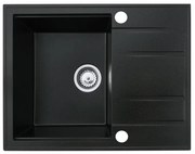 Gamma Modern 6550, 1-komorový granitový drez 650x500x210 mm s krátkym odkvapkávačom, čierna so zlatými bodmi, GMA-ZLE000093