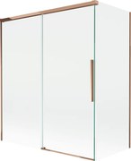 Mexen Rox, 2-krídlová posuvná vaňová zástena 140 + 70 x 150 cm, 8mm číre sklo, ružové zlato profil, 8C9-140-070-60-00