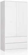 Skriňa S 90 cm 2D 2SZ CLP biela, lesk