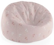 Sedací vak Cocoon biele a ružové kvety, ružová