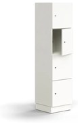 Priehradková skrinka QBUS, 4 priehradky, so soklom, 1636x400x420 mm, biela
