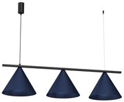 Závesné svietidlo Capital, 3x tmavomodré kovové tienidlo, (fi 30cm), db