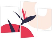 Obraz - Ružová florálna abstrakcia N⁰1 (90x60 cm)