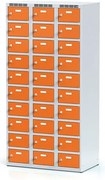 Alfa 3 Šatníková skrinka S6 s úložnými boxami, 30 boxov, 1800 x 900 x 500 mm, otočný zámok, oranžové dvere
