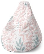 Sablio Sedací vak Pear Ružové a modré lístky - 70 x 95 x 15 cm