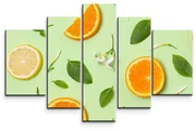 Sablio Obraz - 5-dílný Citrus a kvet - 125x90 cm