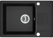 Laveo Celia, 1-komorový granitový drez 650x440x185 mm s krátkym odkvapkávačom, čierna, LAV-SBC_713T