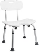 Erga Handicap PRO, obdĺžniková stolička do kúpeľne s chrbtovou operou 495x545x840 mm, biela, ERG-07658