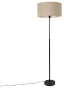 Stojaca lampa čierna nastaviteľná s tienidlom svetlohnedá 50 cm - Parte