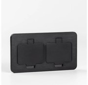 Solight 5B323B - Vonkajšia vstavaná podlahová dvojzásuvka IP55 čierna obdĺžnikový