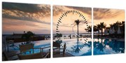 Obraz - Resort pri mori (s hodinami) (90x30 cm)