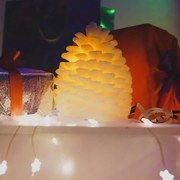 DECOLED LED sviečka, vosková, kužeľová, 10 x 13 cm, biela