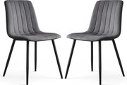 Sada dvoch jedálenských stoličiek LIVO zamatové, grafitové / čierne nohy (2 ks)