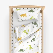 Goldea detské bavlnené obliečky do postieľky - dinosaurie dobrodružstvo 90 x 120 a 40 x 60 cm