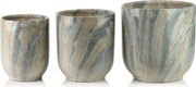 Sada 3 ks keramických květináčů NEVA MARBLE IV hnědá/šedá