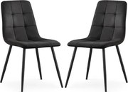 Sada dvoch jedálenských stoličiek NERO zamatové, čierne / čierne nohy (2 ks)